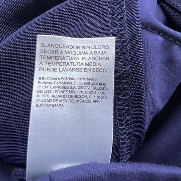 Chicos Weekends Ponte Knit Pull On Pants Size 6P Navy Blue Stretchy Tapered - Picture 7 of 10